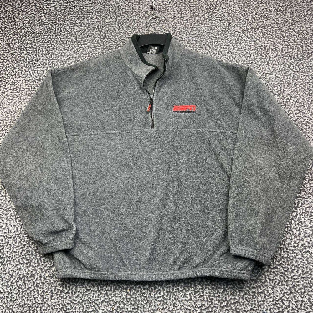 ESPN The Magazine Sweater Men XL Gray Fleece Quarter Zip Pullover